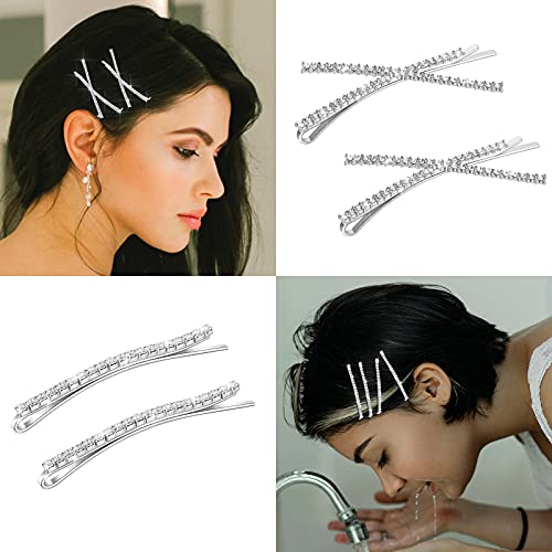 Rhinestone Bobby Pins Silver 12 Pack Decorative Hair Clips