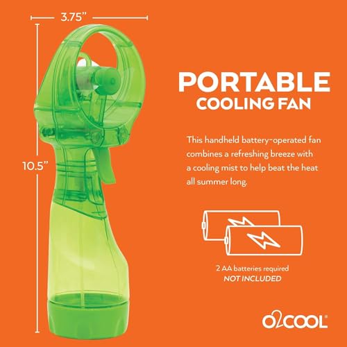 O2COOL Deluxe Handheld Battery Powered Water Misting Fan (Green)