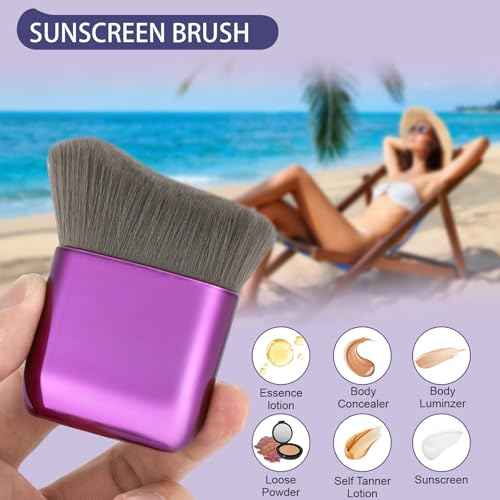 UNIMEIX Self Tanner Brush Sunscreen Body Makeup Brush Kabuki Blend Applicator Spray Tan Blending Beauty Brush for Body Coverage Perfector (Violet)