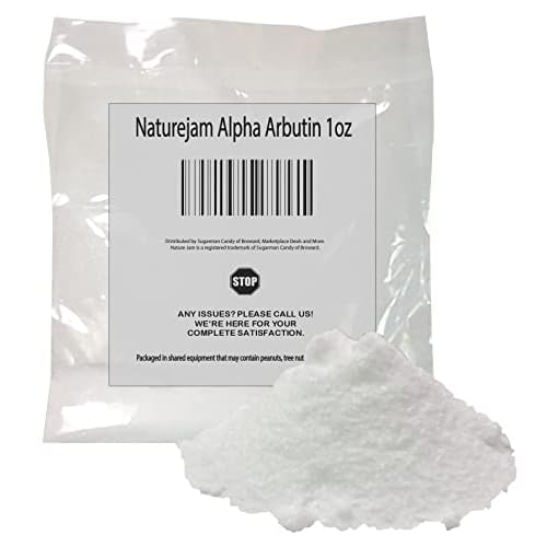 Naturejam Alpha Arbutin Powder Pure Skin Whitener Brightener Dark Spot Corrector, Evens Out Skin Tone and Helps With Hyperpigmentation (1 Ounce)