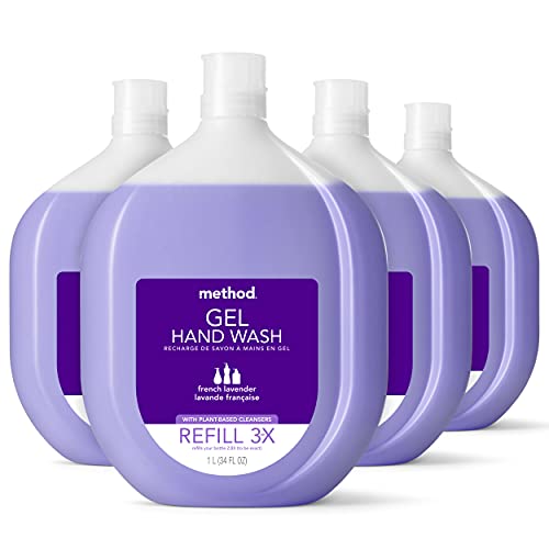 Method Gel Hand Soap Refill, French Lavender, Recyclable Bottle, Biodegradable Formula, 34 oz (Pack of 4)