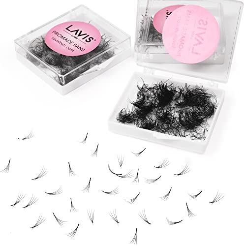 LAVISLASH 500 Promade Fans Eyelash Extension | Handmade Loose Volume Lash | Mutiple Options 3D-8D/10D/12D/14D/16D Fans | 0.03/0.05/0.07mm Thickness | C/CC/D Curl | 8-16mm Length(4D-0.07-D-9mm)