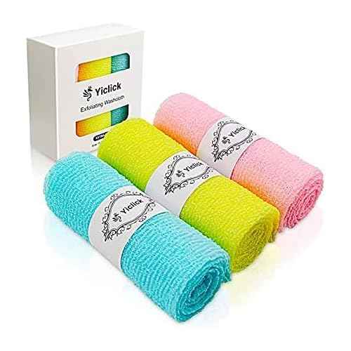 Yiclick Exfoliating Washcloth Towel¡¼3 Pack¡½- Exfoliating Body Scrubber Exfoliator, Back Scrubber for Shower Bath, Exfoliate Rags Wash Cloths, Loofah Lufa Sponge, Body Scrub & Exfoliation Women Men