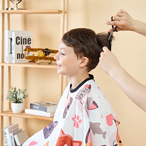 Kids Barber Cape with Adjustable Neck - Cartoon Dog & Cat Pattern