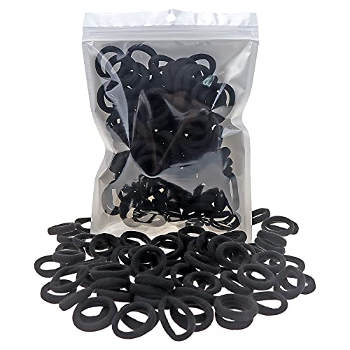 100 Pack Black Seamless Hair Ties for Toddlers & Baby Girls