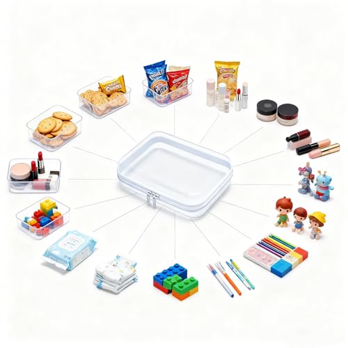 Clear Hard Shell Zipper Storage Cases Set (S+M)