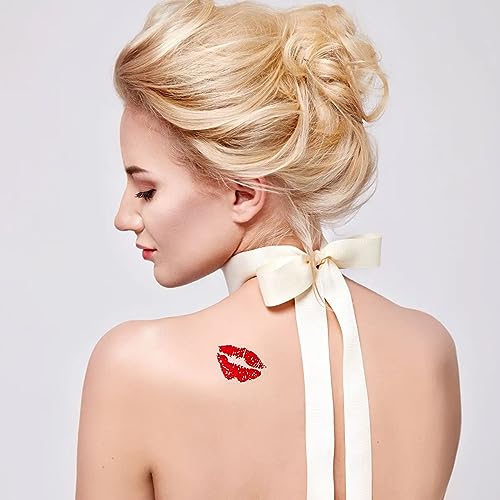 Kiss Temporary Tattoos - 10 Sheets Waterproof Red Lips