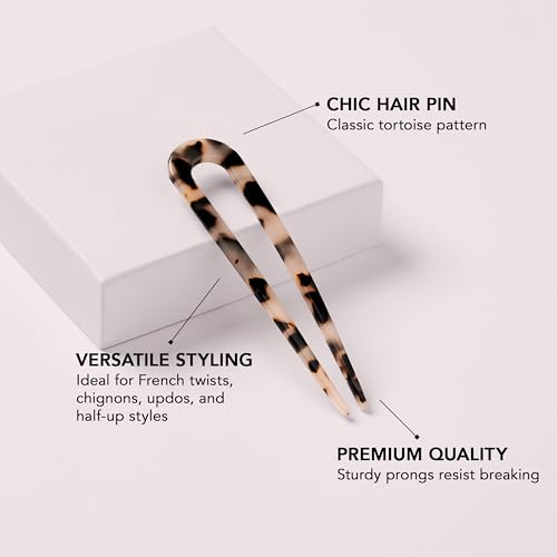 Sleek Chignon French Hair Pin - Tortoise Pattern