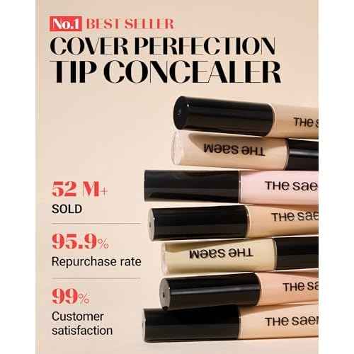THESAEM Cover Perfection Tip Concealer, Liquid Multi-Use Concealer, Full Coverage Makeup for Acne Dark Spots Dark Circles Hyperpigmentation and Blemishes, 0.2 fl. oz. (#1.5 Natural Beige)