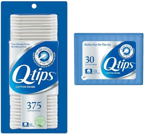 Q-Tips Cotton Swabs Set - 375 Count & Travel Size 30 Count