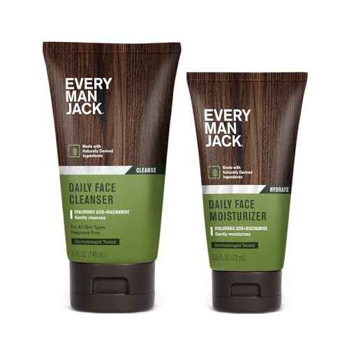 Every Man Jack Daily Face Wash & Moisturizer Bundle for Men ? Hydrating Skincare Routine with Hyaluronic Acid, Niacinamide & Aloe