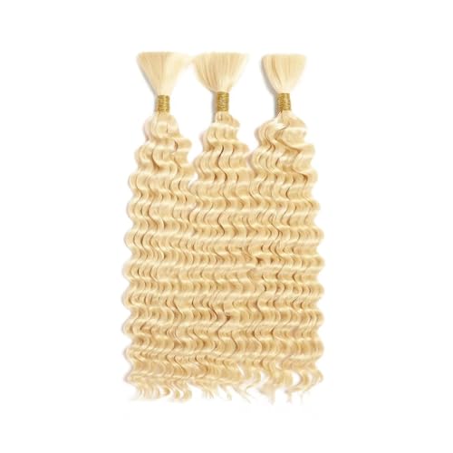 613 Blonde Deep Wave Braiding Hair - 3 Bundles, 16 Inch, 150g
