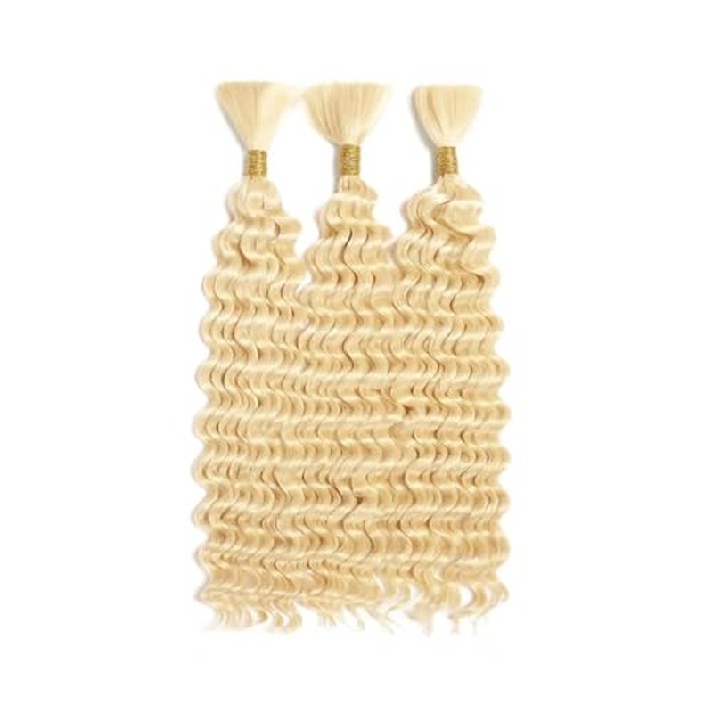 613 Blonde Deep Curly Braiding Hair Extensions - 30 Inch 3 Bundle Set