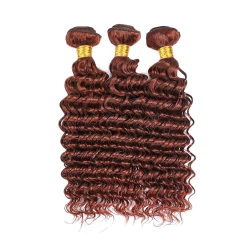 Reddish Brown Deep Wave Human Hair Bundles - 8 to 12 Inch