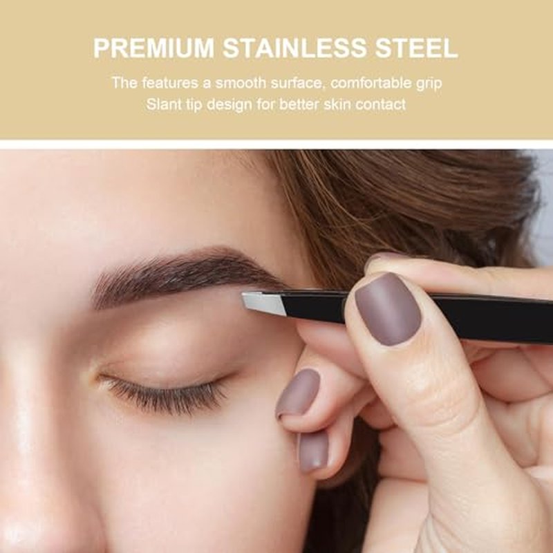 2-Piece Precision Tweezers Set – Slant & Point Tips for Eyebrows