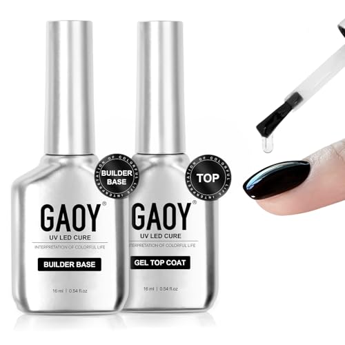 GAOY Clear Builder Base & Glassy Top Coat Set 16ml UV Gel Nail Polish