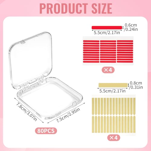 80 Sets Press On Nail Storage Boxes with Adhesive Tapes - 3x3 Inch