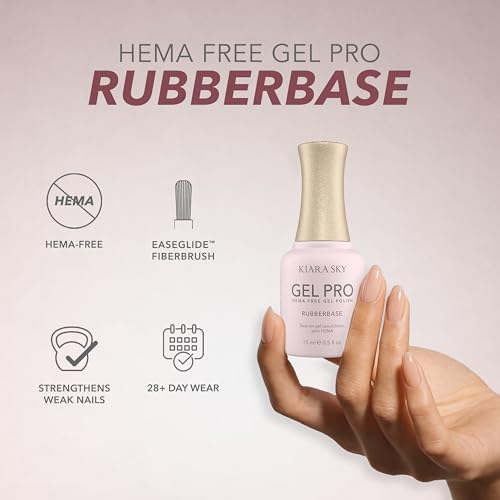 Kiara Sky Rubber Base Gel - HEMA-Free Nail Strengthening Base (0.5 oz)