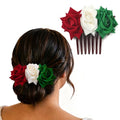 Whaline Mexican Floral Hair Clip Red White Green