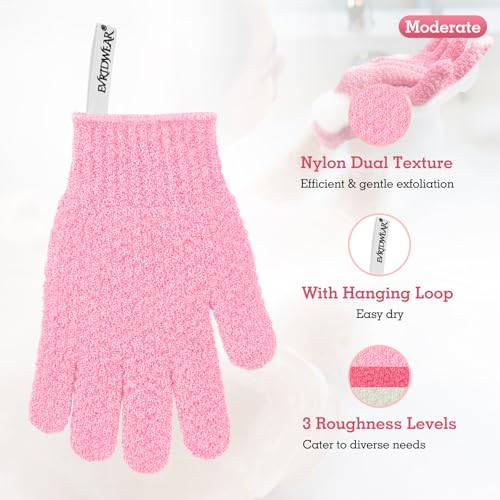 Exfoliating Shower Gloves for Women | Dual-Textured Nylon, 3 Pairs