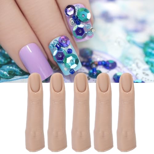 Practice Manicure Fingers, Silicone Fake Practice Fingers for DIY Acrylic Nails Flexible Joints Nail Finger Nail Training Finger Bendable for Nails Practice Art DIY