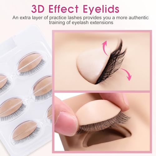 Eyelash Practice Eyelids, 3 Pairs 2-Layer Silicone Mannequin