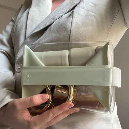 Cadence Parcel - Clear Kit with Magnetic Closure - Durable and Leak-Resistant Travel Toiletry Kit - TSA-Compliant & Modular Design - Hygiene Bag for Travel Essentials - 1 Qt - Pebble