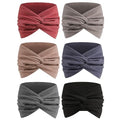 Wide Knotted Headbands for Women, 7" Boho Cotton Turban Bandana 6-Pack