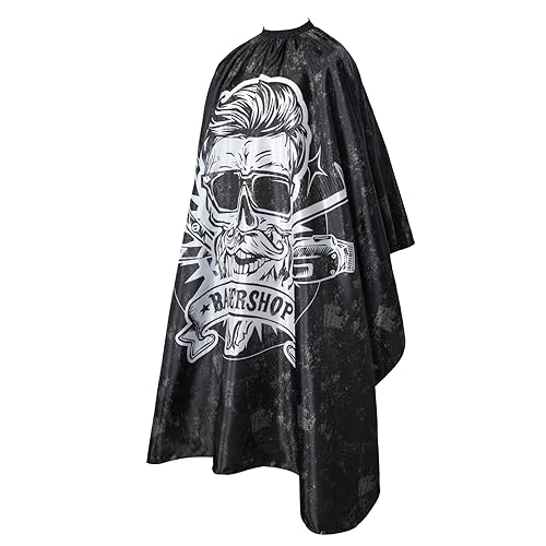 Professional Waterproof Barber Cape with Adjustable Neck for Men & Women - Salon Hair Cutting Cover (Black)
