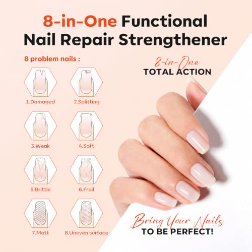 Modelones Nail Strengthener Polish – Milky White Repair for Damaged Nails