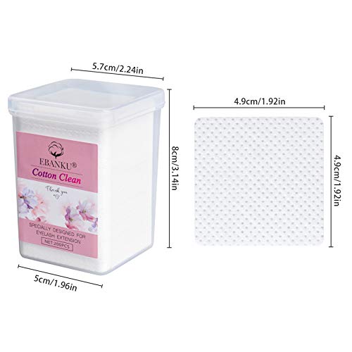 EBANKU 1200PCS Lint Free Nail Wipes Eyelash Glue Wipes, Adhesive Wipes for Lash Glue Nail Polish Remover Cotton Pads, Glue Nozzle Wipes Non-Woven Fabric Wipes Eyelash Extension Supplies