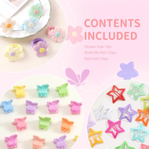 889 Pcs Colorful Hair Ties Set for Girls with Flower Accessories