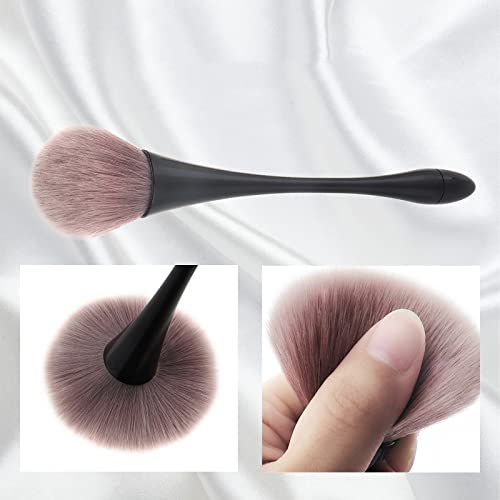 HYWWPFLAY 2Pcs Nail Dust Brush Acrylic Brush Cleaner Nail Brushes for Cleaning Dust Dip Powder Brush Large Makeup Brush Blush Brush Nail Clean Up Brush Manicure Brush Nail Art Tools (Gold+Black)