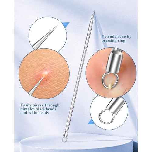 3PCS Pimple Extractor Acne Treatment Tool Professional Stainless Blackhead Comedone Removal Popper Tool for Face Nose Blackhead Extractor Tool (Silver)