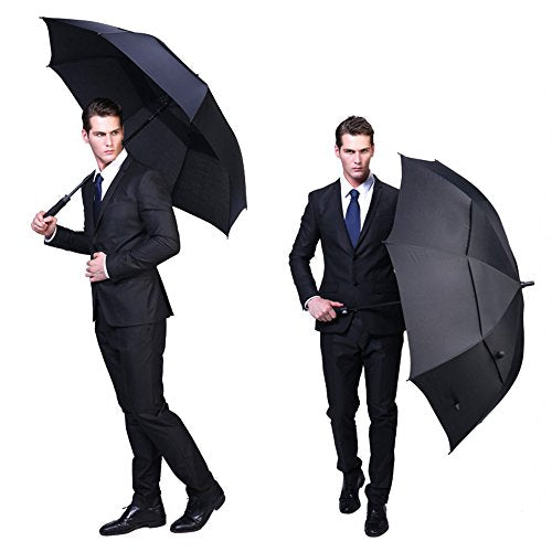 G4Free 47 Inch Automatic Open Golf Umbrella Extra Large Oversize Double Canopy Vented Windproof Waterproof Stick Umbrellas (Black)