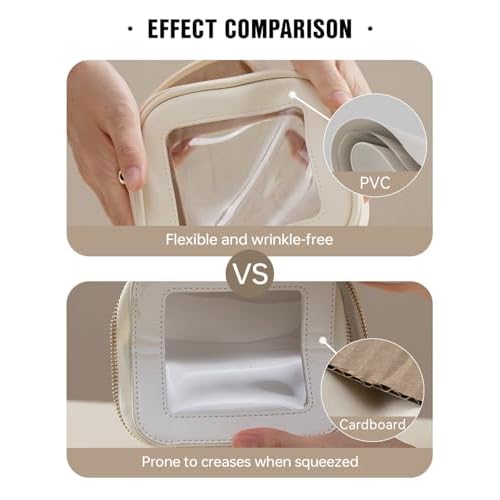 EACHY Clear Makeup Bag Cosmetic Organizer, Waterproof Travel Cosmetic Case with Zipper for Women, Transparent Toiletry and Skincare Pouch, Portable Car or Purse Bag for Travel Essentials
