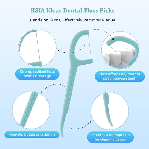 KSIA Dental Floss Picks, 480 Count with 8 Portable Cases