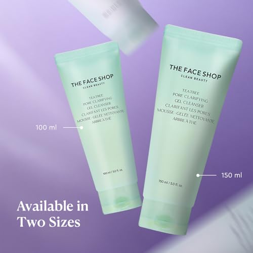 THE FACE SHOP Tea Tree Pore Clarifying Gel Cleanser | Gentle Facial Foam Cleanser for Acne-Prone Skin | Removes Excessive Sebum with Soothing Effect | 5.0 fl. Oz,K-Beauty