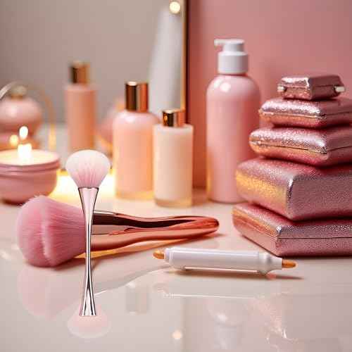 Rose Gold Nail Art Dust Powder Remover Brush, Nail Art Dust Cleaner Brush, Soft Cleaner Brush for Makeup, Nail Dust Brush for Acrylic Nails Manicure Brush for Women Birthday Gifts, Nail Dust Brush