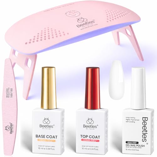 Beetles HEMA-Free Cloud White Gel Nail Kit with UV Light & Accessories