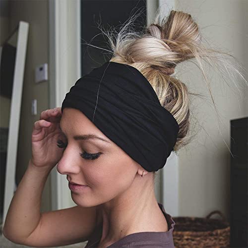 Headbands for Women 7'' Extra Wide Head Bands Non Slip Boho Women’s Hair Band Fashion Knotted Workout Yoga Turban Head Wraps African Hair Accessories