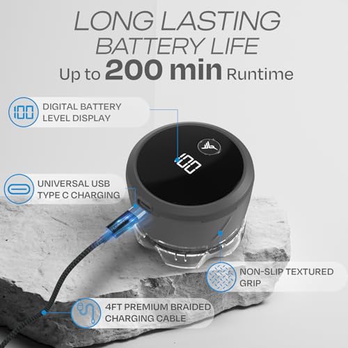 HUMMINGBIRD MK3 Stealth Edition Electric Head Shaver - No Nick Electric Razor for Men, Cordless USB C Rechargeable, Waterproof Wet/Dry Shave, 6 Blade Head, LED Display, Rotary Skull Shaver with Case