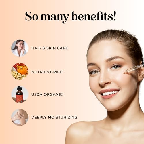 Maple Holistics Organic Pumpkin Seed Oil - 4oz Cold Pressed Hair & Face Oil with USDA Certification - Pure & Unrefined