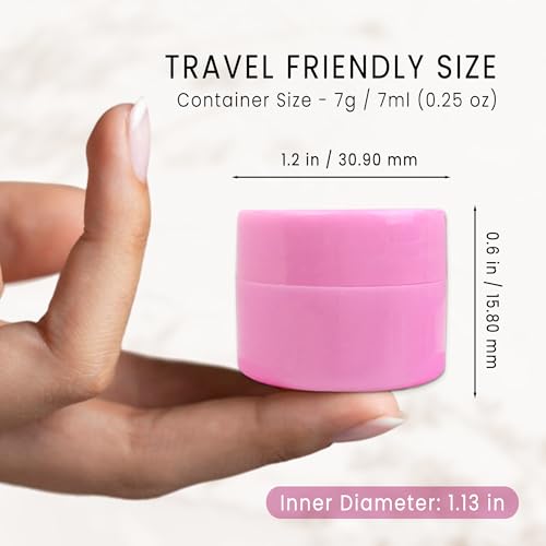 Beauticom 12 Pieces 7G/7ML (0.25oz) PINK Sturdy Thick Double Wall Plastic Container Jar with Foam Lined Lid for Powdered Eyeshadow, Mineralized Makeup, Cosmetic Samples - BPA Free