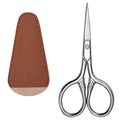 Facial Hair Small Grooming Scissors Tool Kit, Silver Stainless Steel Beauty Grooming Scissors for Men Women, with Synthetic Leather Case, for Beard, Moustache, Eyebrows, Nose, Ear Trimming(2 Pcs)