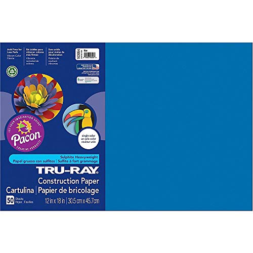 Tru-Ray® Construction Paper, 50% Recycled, 12" x 18", Blue, Pack Of 50