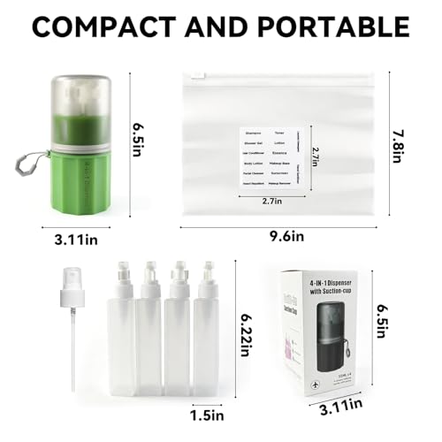 4-in-1 Travel Dispenser Bottles Set, 55ml Leakproof Silicone Containers
