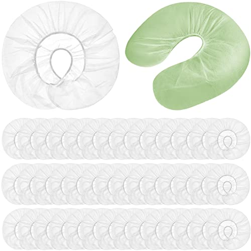 Jecery 300 Pcs Disposable Face Cradle Covers - White Massage Table Headrest Covers, Fitted for Neck Pillows