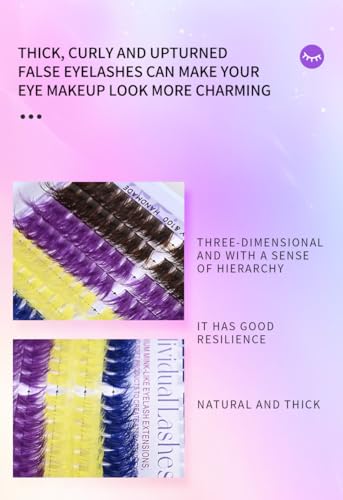 3D Colored Lash Clusters - 224 Pcs Fluffy Mink Extensions 9-16mm