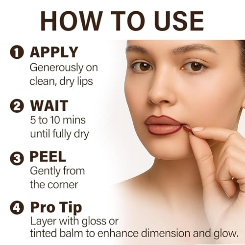 Peel Off Lip Stain Set ? 3 Colors Long Lasting Lip Tint, Smudge-Proof, Transfer-Proof, Kiss-Proof, Vegan Lip Makeup Gift for Her